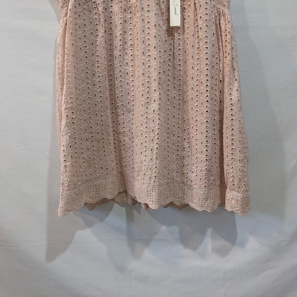 NWT Blush Pink Mustard Seed 100% Cotton Eyelet Babydoll Dress Romper Size M - Picture 2 of 11